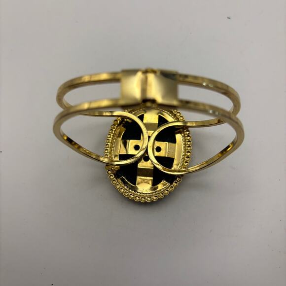 Blue  Faux Stone and Gold Cuff Bracelet - Picture 4 of 4